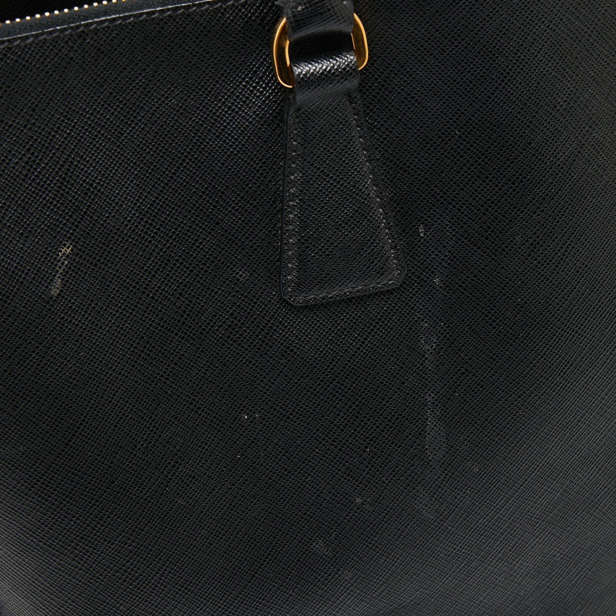 Prada Black Saffiano Leather Large Galleria Double Zip Tote