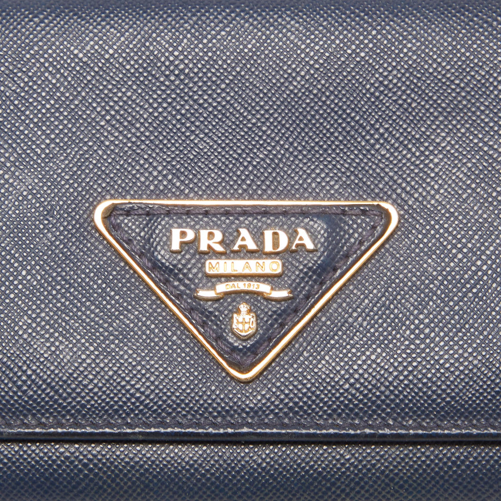 PRADA Blue Saffiano Leather Continental Wallet