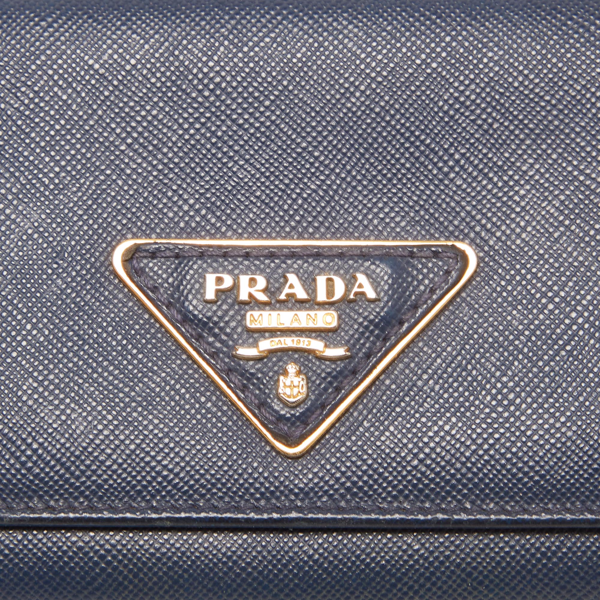 PRADA Blue Saffiano Leather Continental Wallet