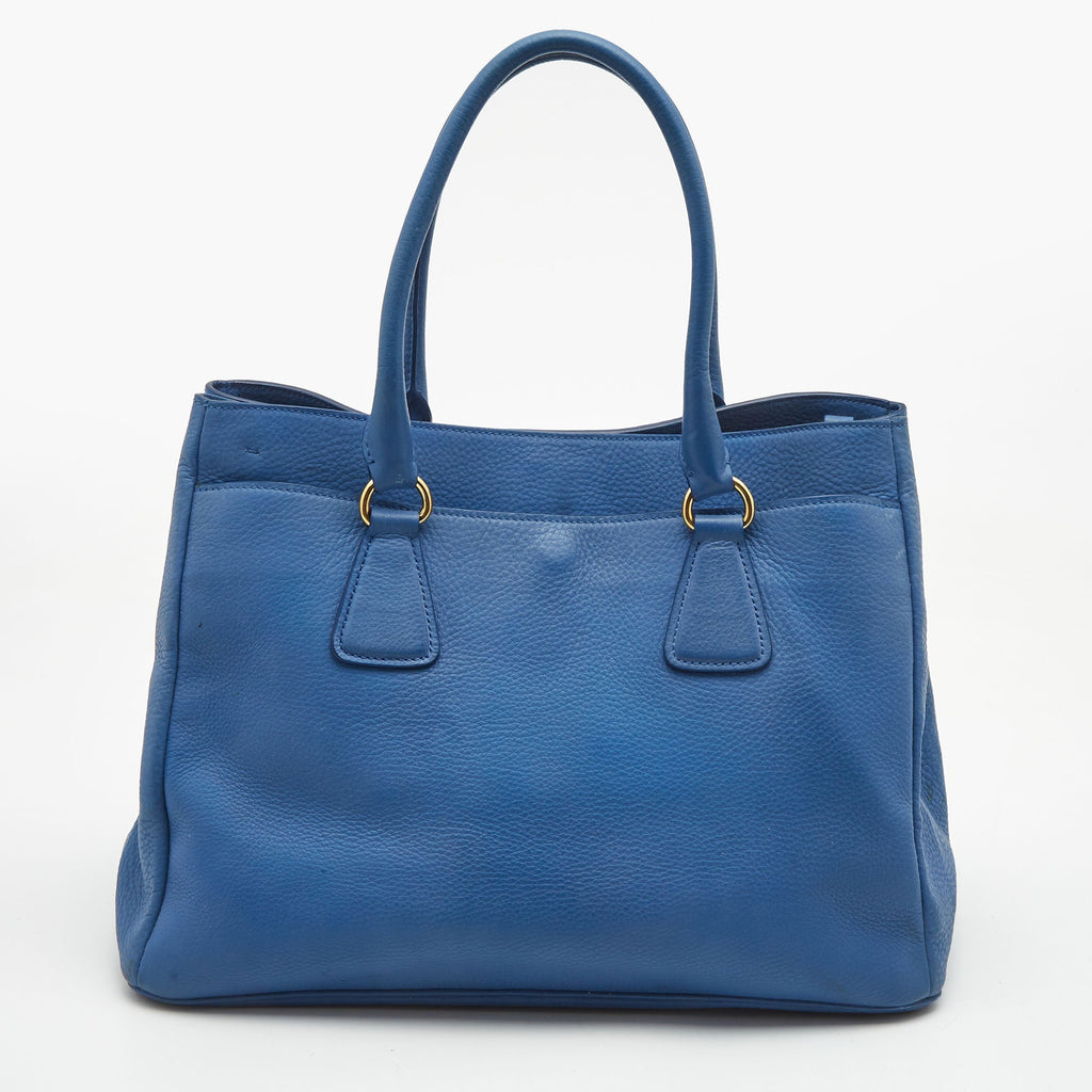Prada Light Blue Vitello Daino Leather Tote