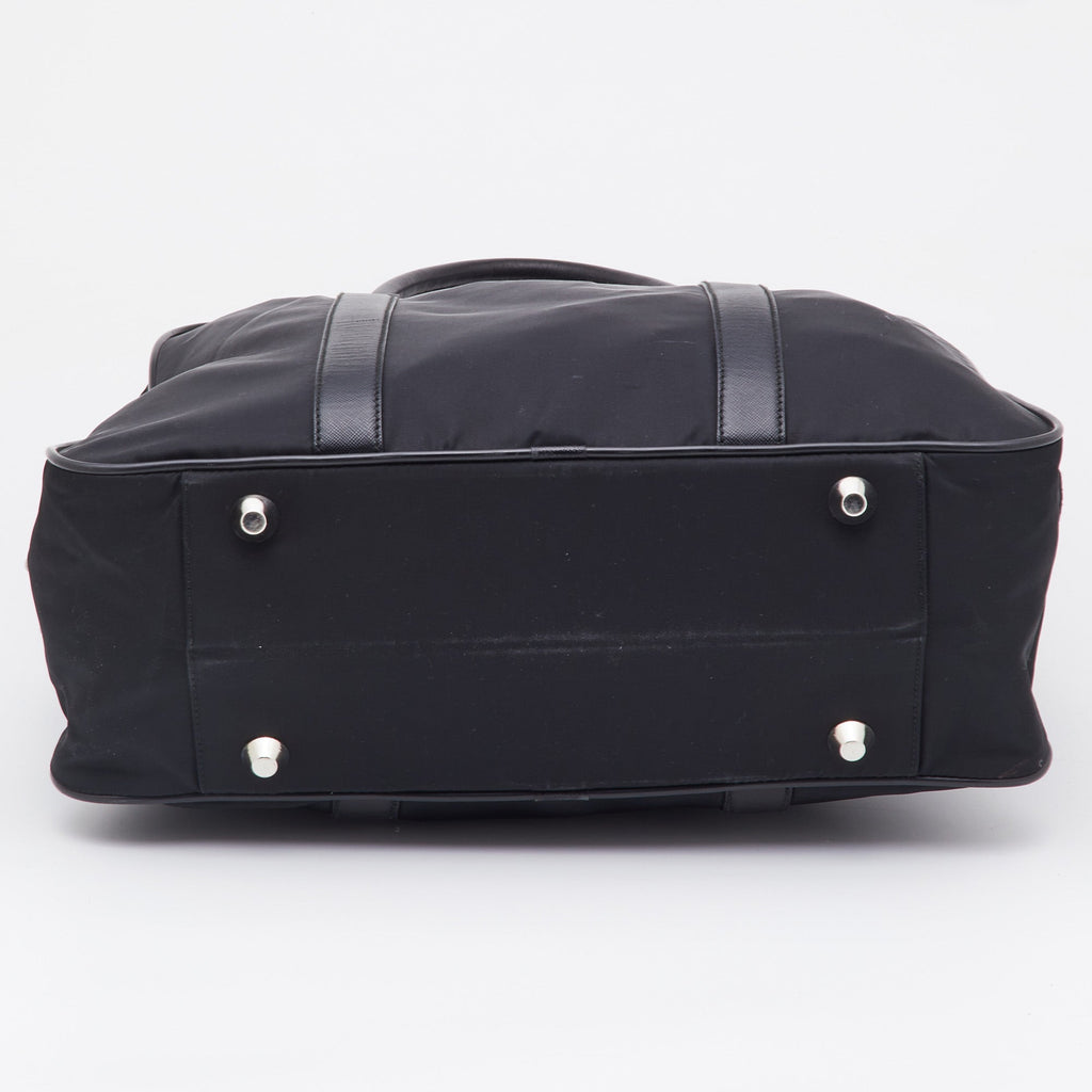 PRADA Black Nylon and Leather Zip Satchel