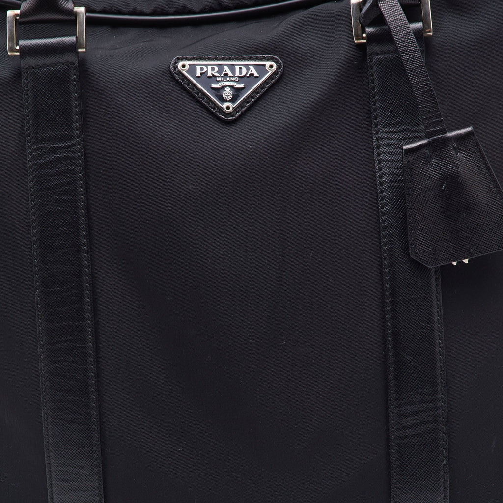 PRADA Black Nylon and Leather Zip Satchel