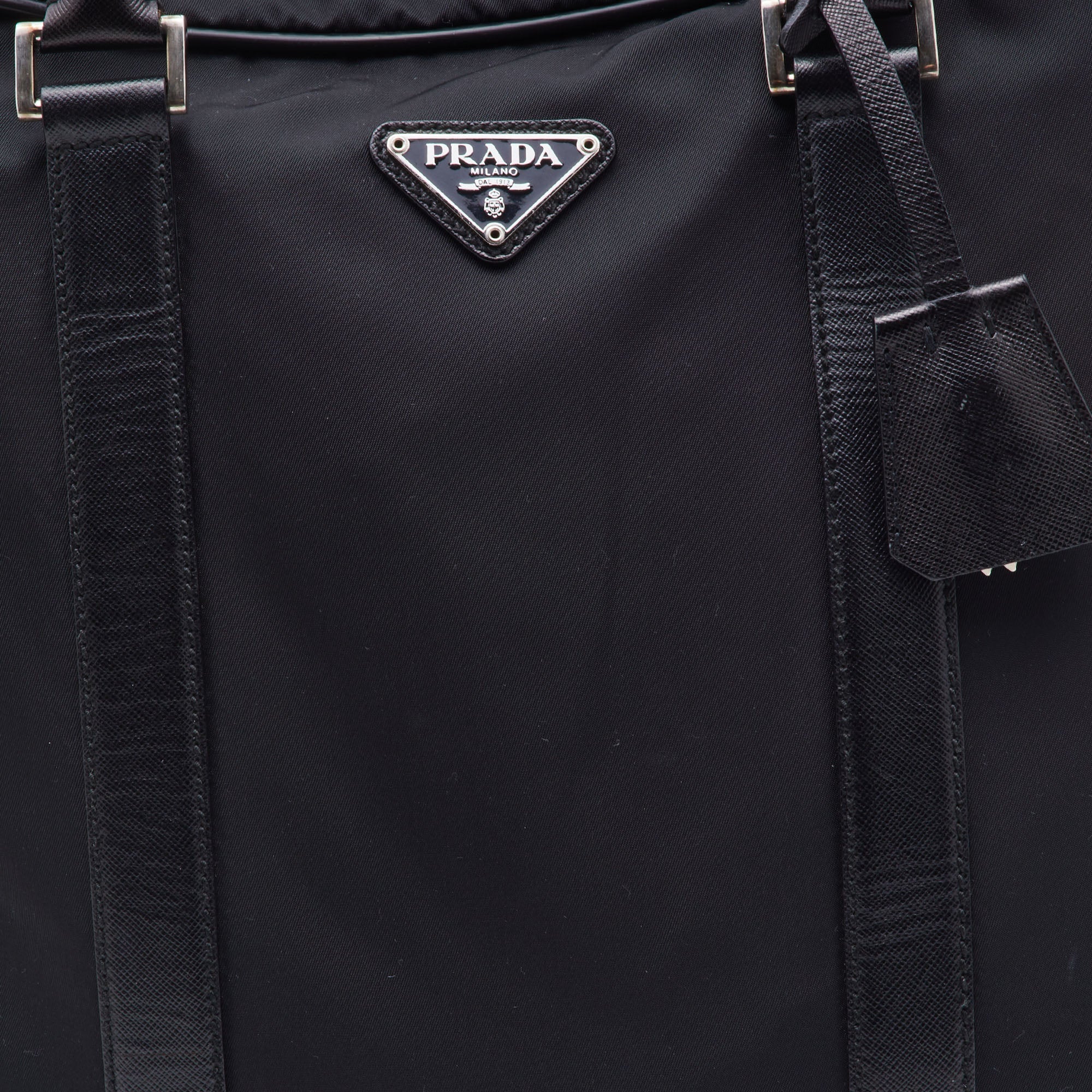PRADA Black Nylon and Leather Zip Satchel