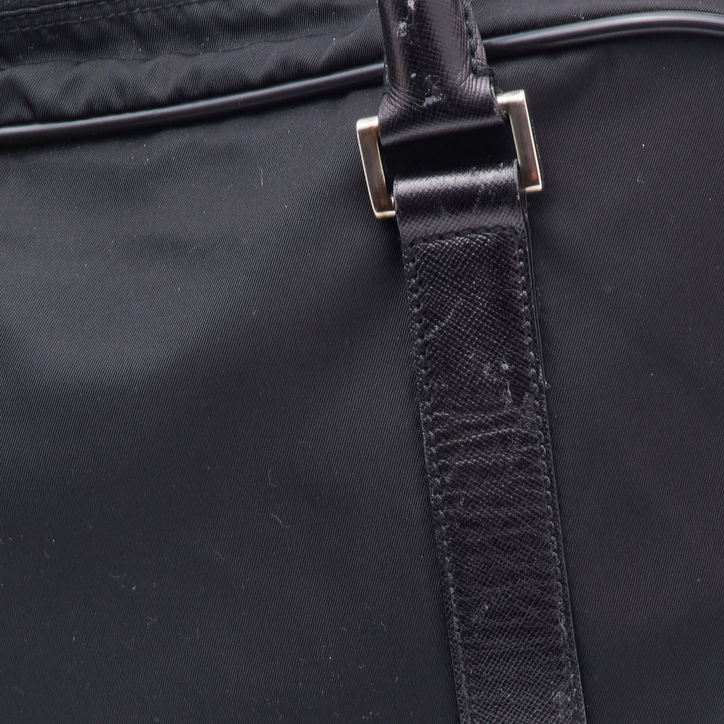 PRADA Black Nylon and Leather Zip Satchel