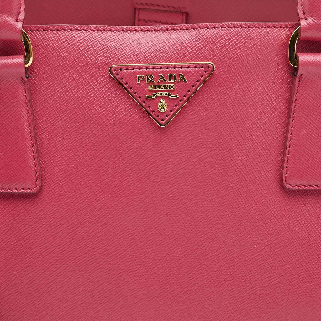 PRADA Pink Saffiano Lux Leather Large Gardener's Tote