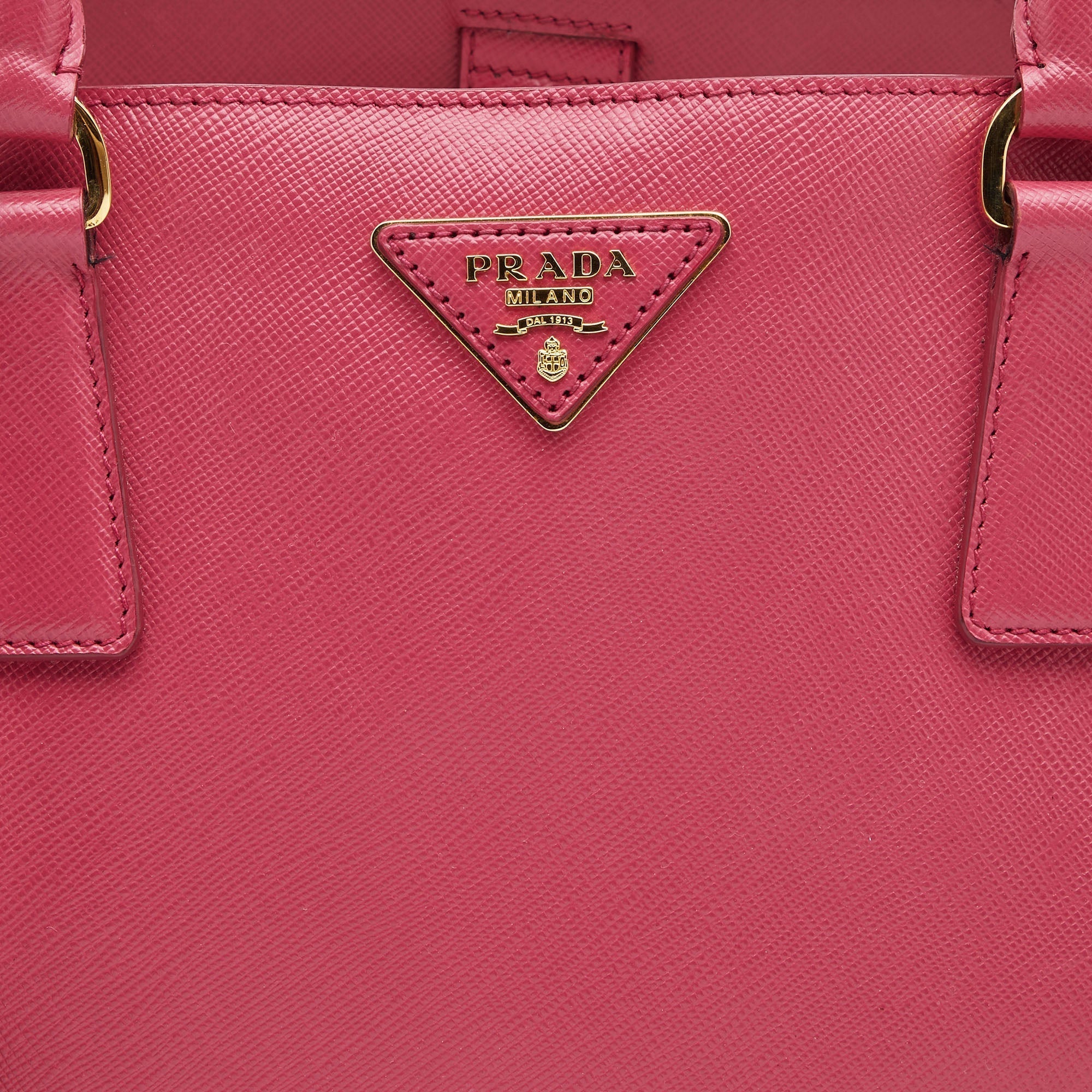 PRADA Pink Saffiano Lux Leather Large Gardener's Tote