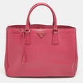 PRADA Pink Saffiano Lux Leather Large Gardener's Tote