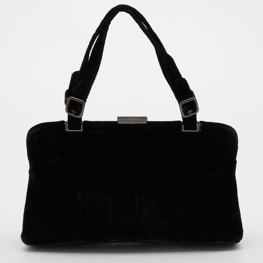 PRADA Black Velvet Frame Satchel
