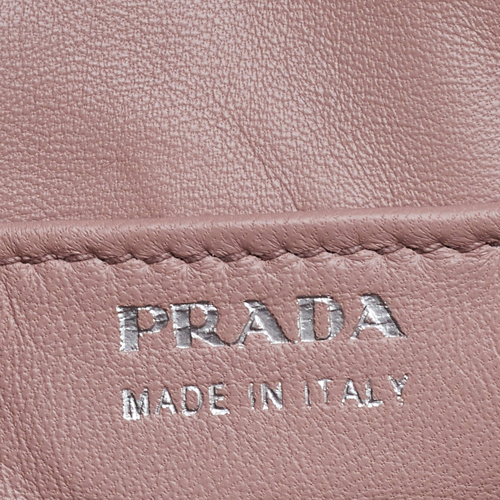 PRADA Black Leather Top Zip Boston Bag
