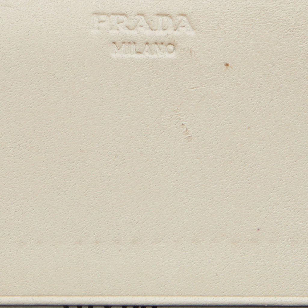PRADA Beige Jacquard Logo Canvas and Leather Flap Continental Wallet