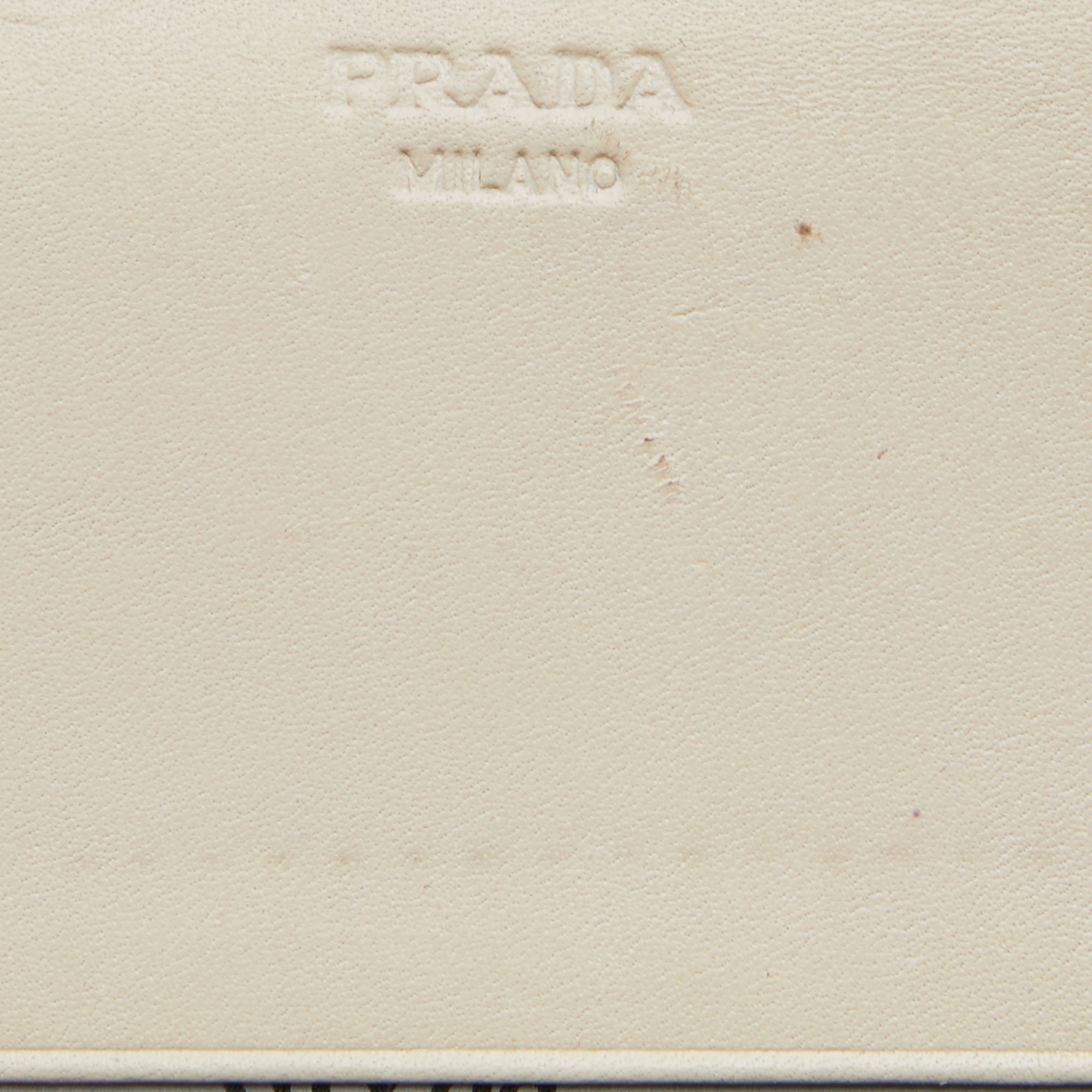 PRADA Beige Jacquard Logo Canvas and Leather Flap Continental Wallet