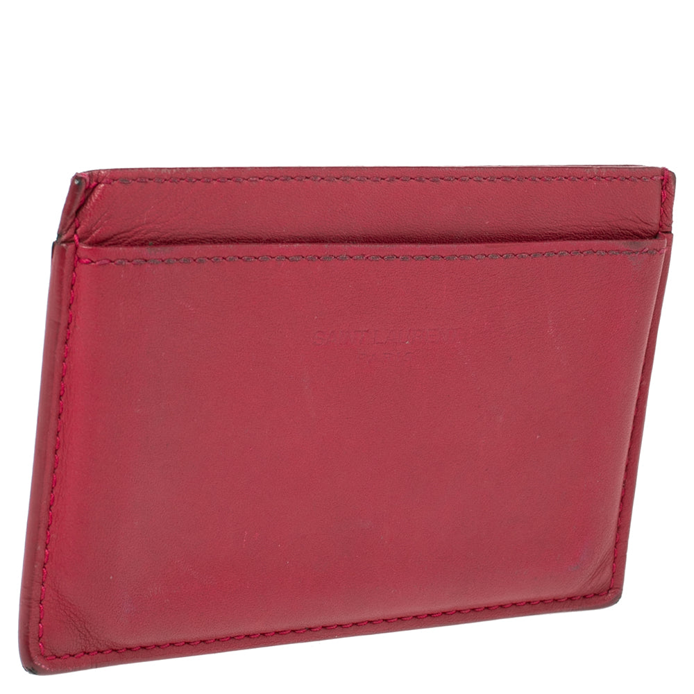 Saint Laurent Fuchsia Leather Card Holder