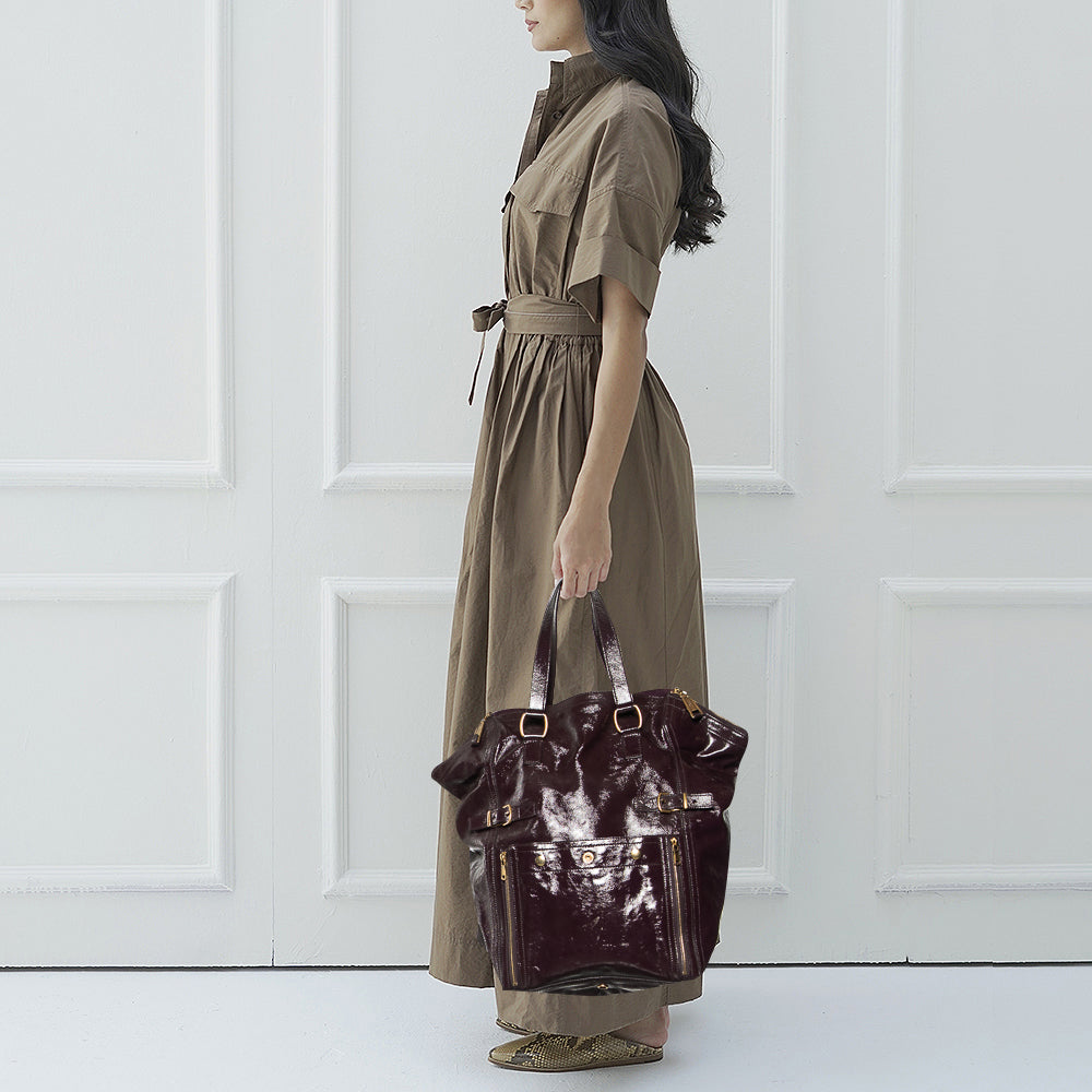 Saint Laurent Purple Leather Downtown Tote