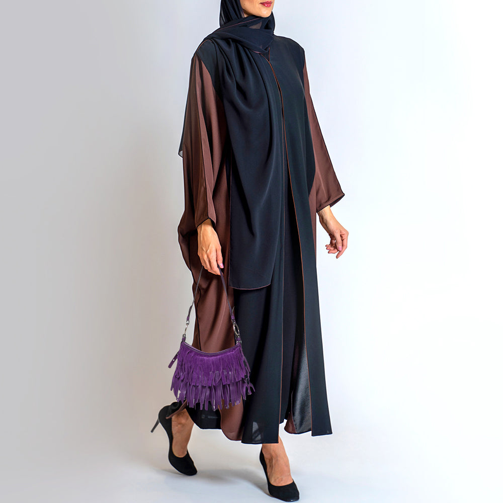 Saint Laurent Purple Fringed Suede And Leather Shoulder Bag