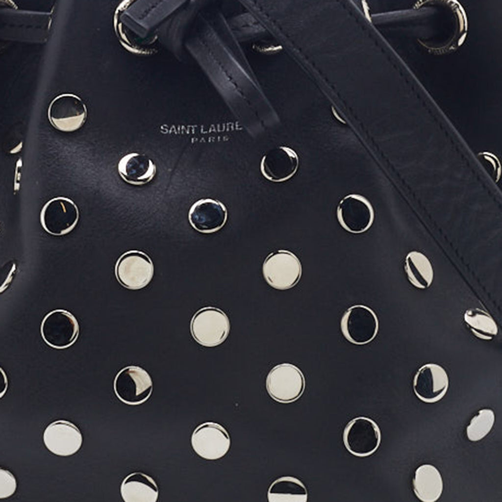 Saint Laurent Black Studded Leather Emmanuelle Bucket Bag