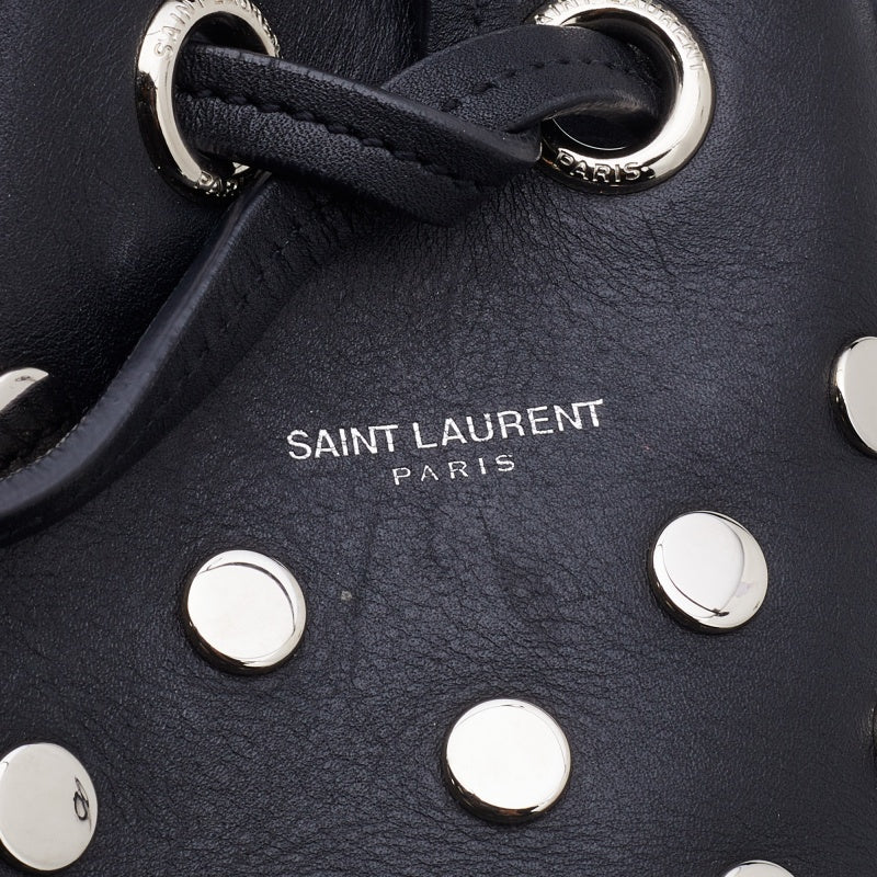 Saint Laurent Black Studded Leather Emmanuelle Bucket Bag