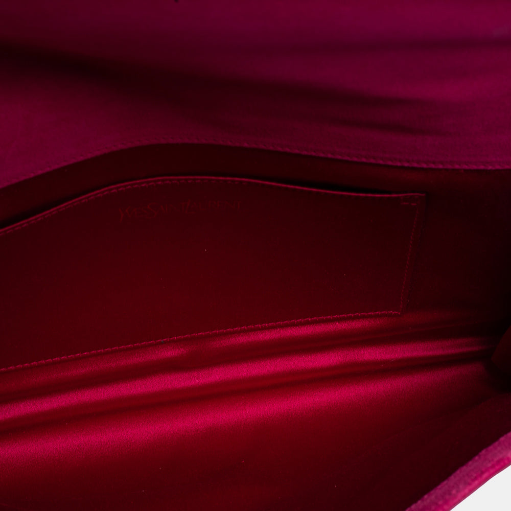 YVES SAINT LAURENT Pink Patent Leather Belle De Jour Flap Clutch