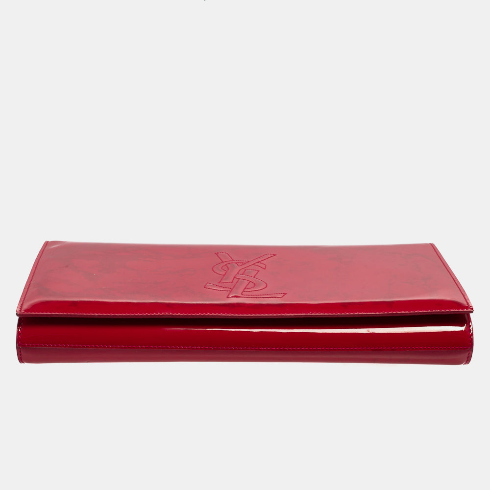 YVES SAINT LAURENT Pink Patent Leather Belle De Jour Flap Clutch