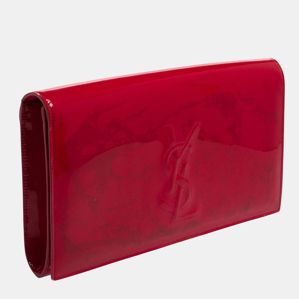 YVES SAINT LAURENT Pink Patent Leather Belle De Jour Flap Clutch