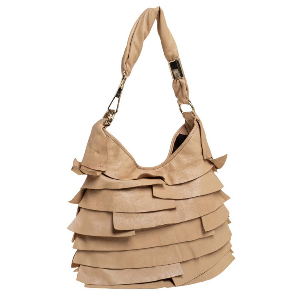 YVES SAINT LAURENT Beige Leather Small St Tropez Hobo