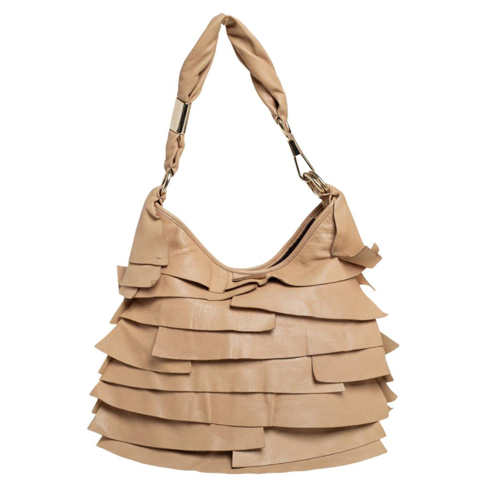 YVES SAINT LAURENT Beige Leather Small St Tropez Hobo