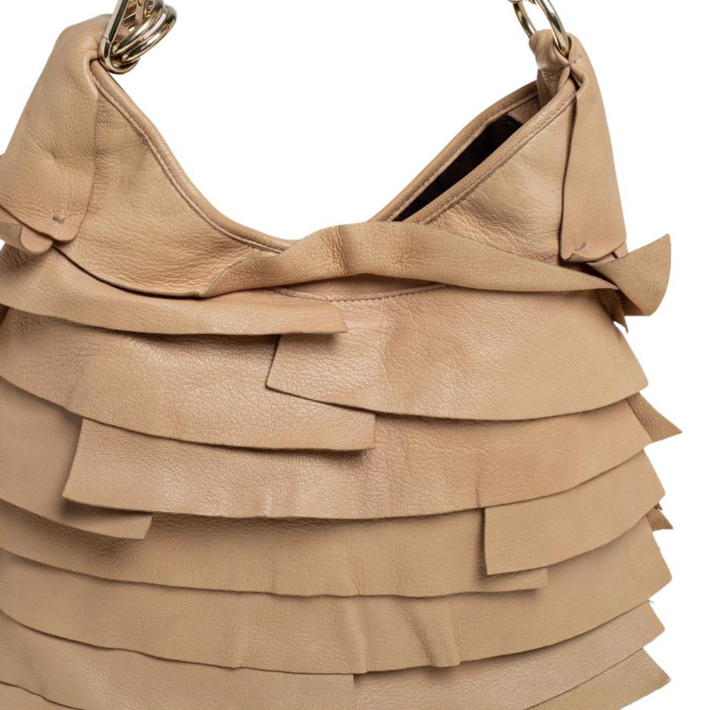 YVES SAINT LAURENT Beige Leather Small St Tropez Hobo