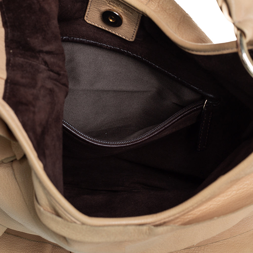 YVES SAINT LAURENT Beige Leather Small St Tropez Hobo