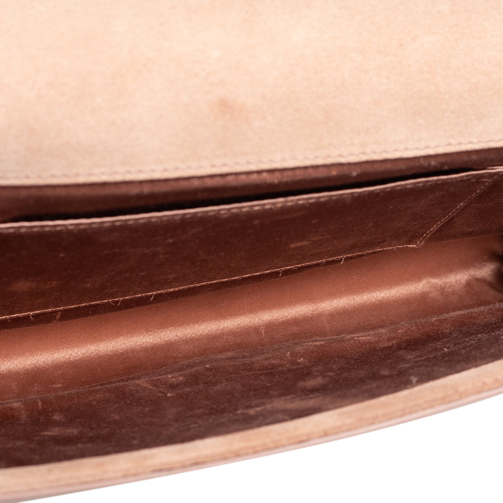 YVES SAINT LAURENT Beige Patent Leather Belle De Jour Flap Clutch