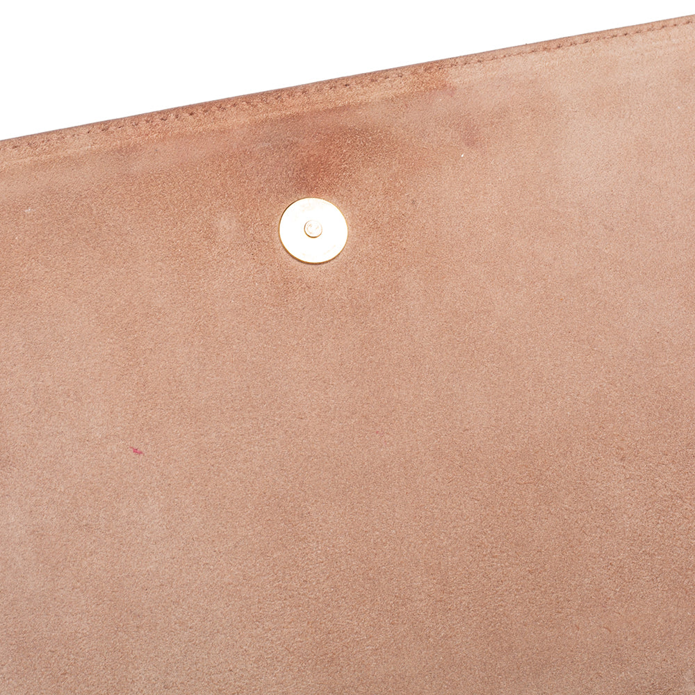 YVES SAINT LAURENT Beige Patent Leather Belle De Jour Flap Clutch