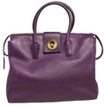 YVES SAINT LAURENT Purple Leather and Canvas Cabas Muse Two Tote