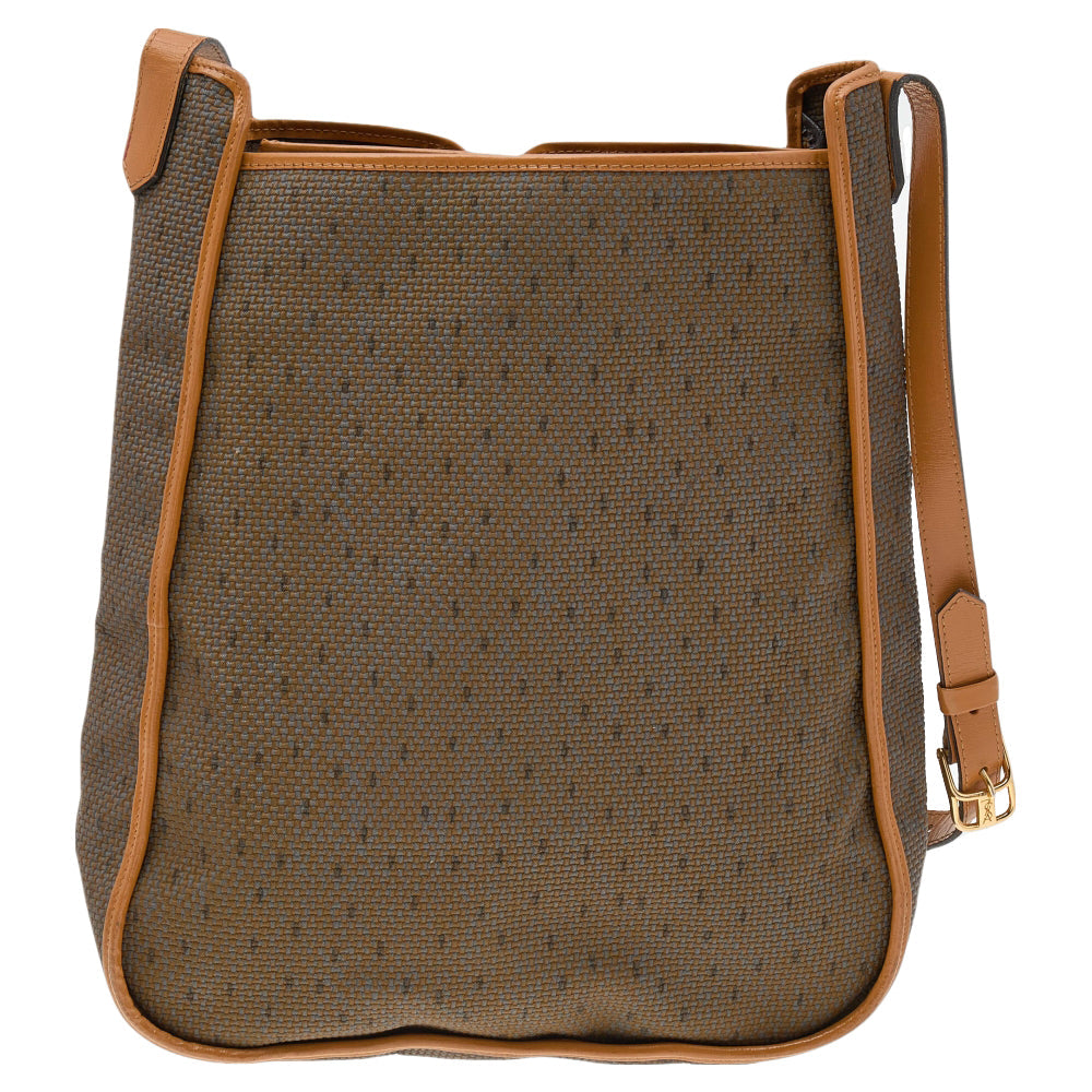 YVES SAINT LAURENT Brown/Tan Coated Canvas And Leather Vintage Shoulder Bag