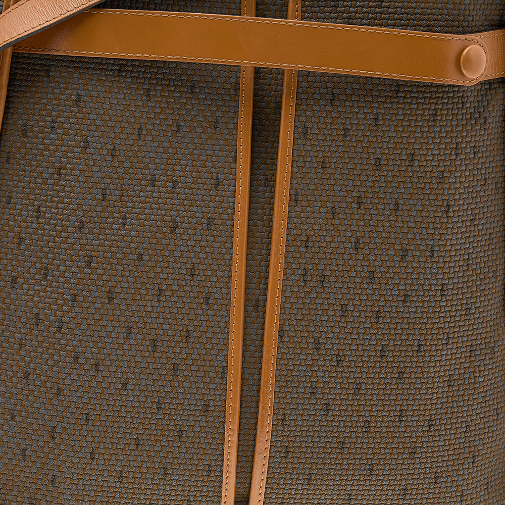 YVES SAINT LAURENT Brown/Tan Coated Canvas And Leather Vintage Shoulder Bag