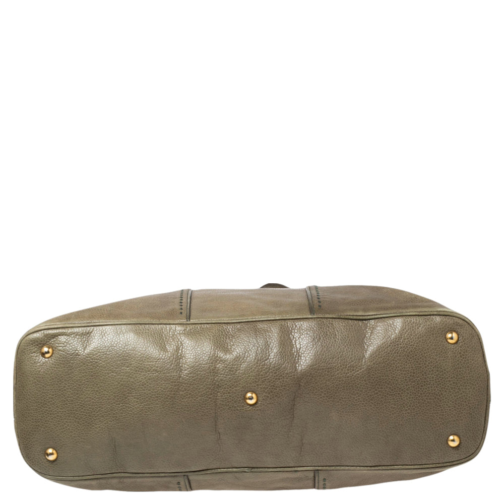YVES SAINT LAURENT Green Leather Oversized Muse Bag