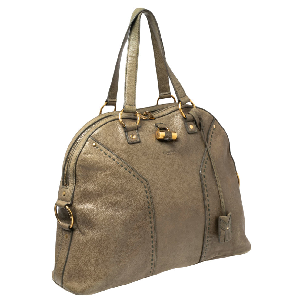 YVES SAINT LAURENT Green Leather Oversized Muse Bag