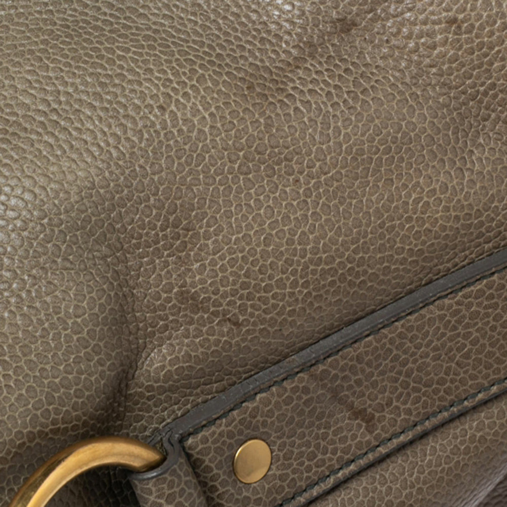 YVES SAINT LAURENT Green Leather Oversized Muse Bag
