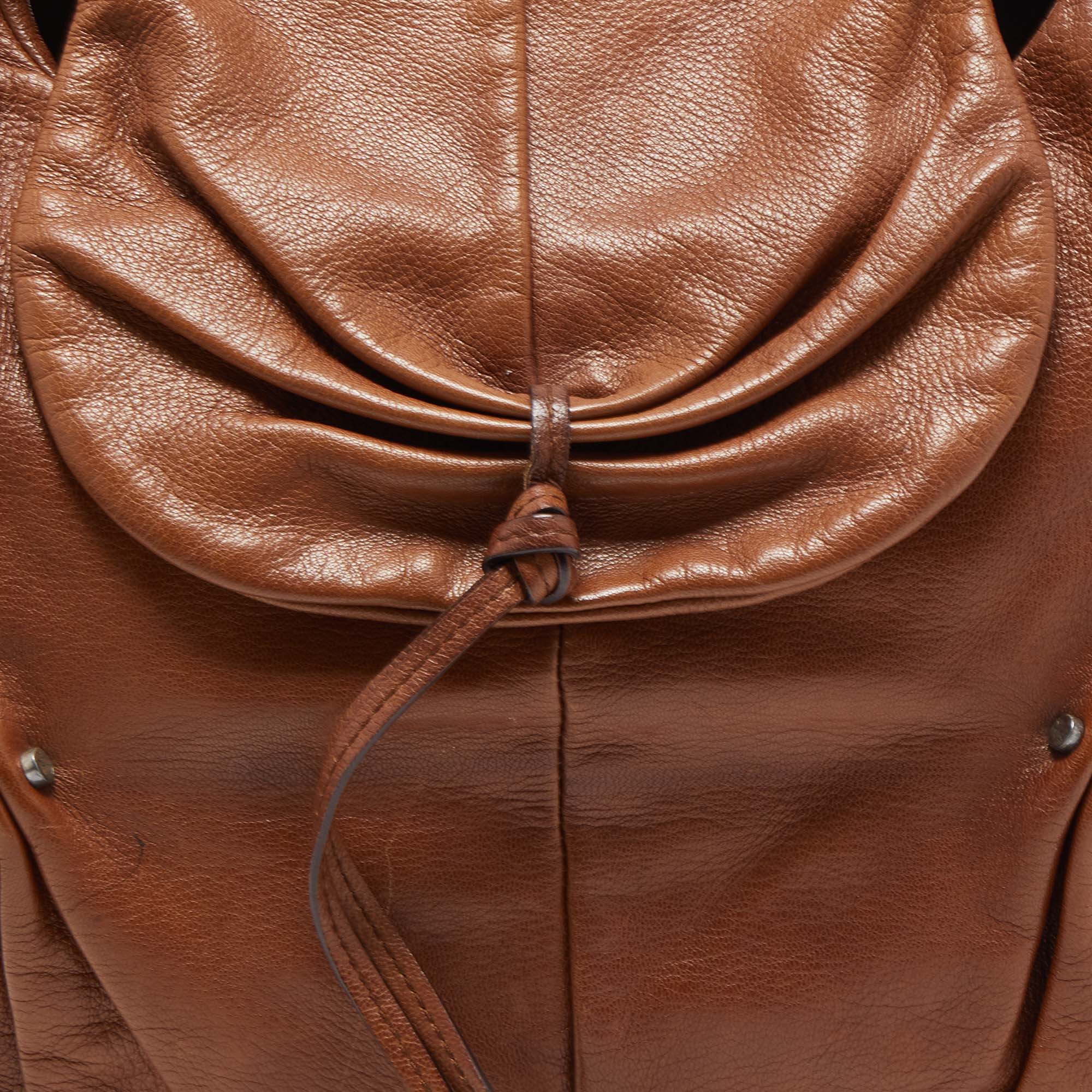 YVES SAINT LAURENT Brown Leather Pleated Hobo