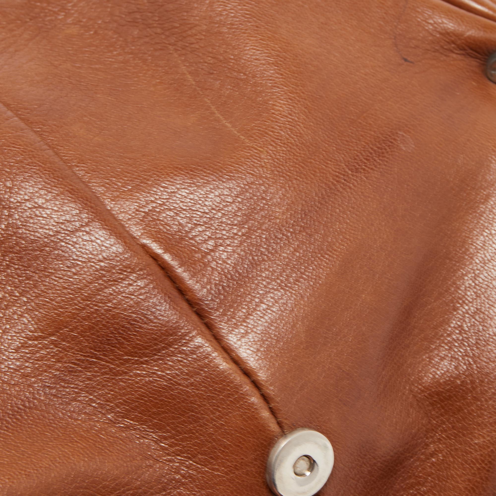 YVES SAINT LAURENT Brown Leather Pleated Hobo