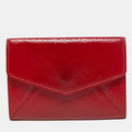 YVES SAINT LAURENT Red Patent Leather Belle De Jour Flap Compact Wallet