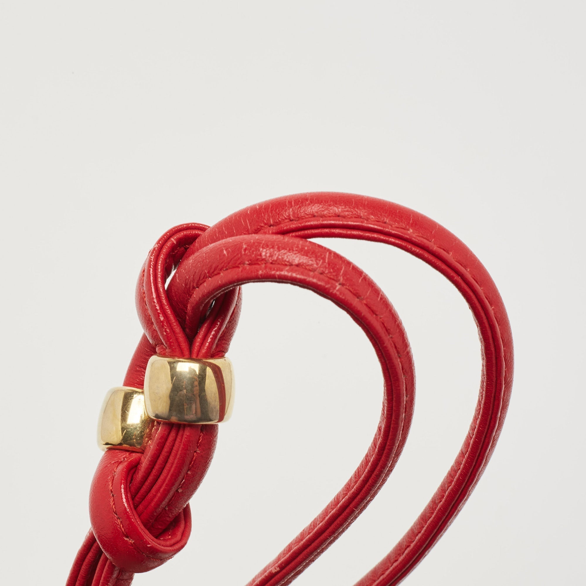 YVES SAINT LAURENT Red/Grey Woven Coated Canvas and Leather Double Flap Crossbody Bag