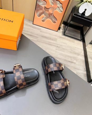 louis vuitton Women's Bom Dia Flat Mule Brown For Women