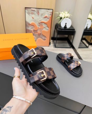 louis vuitton Women's Bom Dia Flat Mule Brown For Women