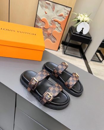 louis vuitton Women's Bom Dia Flat Mule Brown For Women