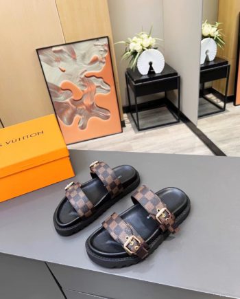 louis vuitton Women's Bom Dia Flat Mule Brown For Women