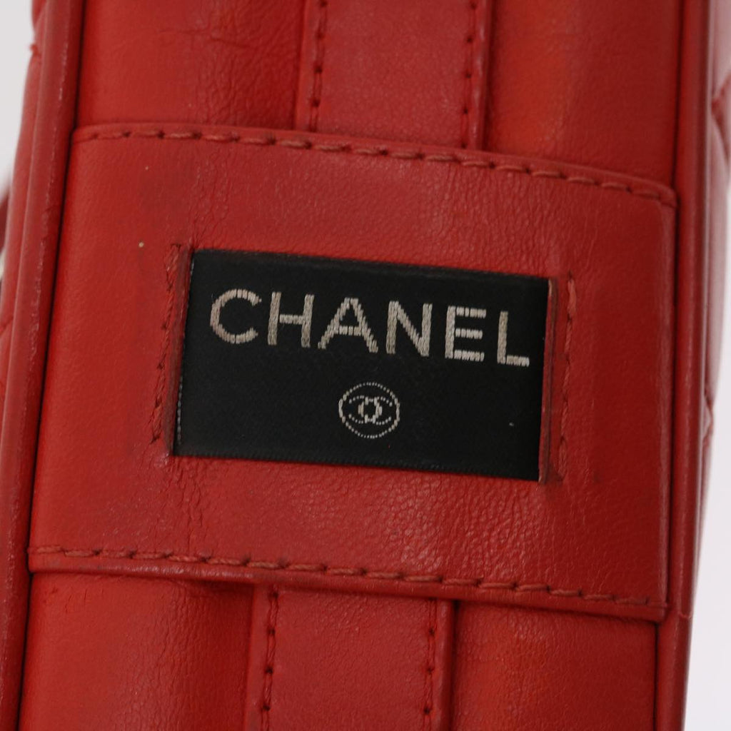 CHANEL Matelasse Chain Flap Shoulder Bag Lamb Skin Turn Lock Red CC  35174A