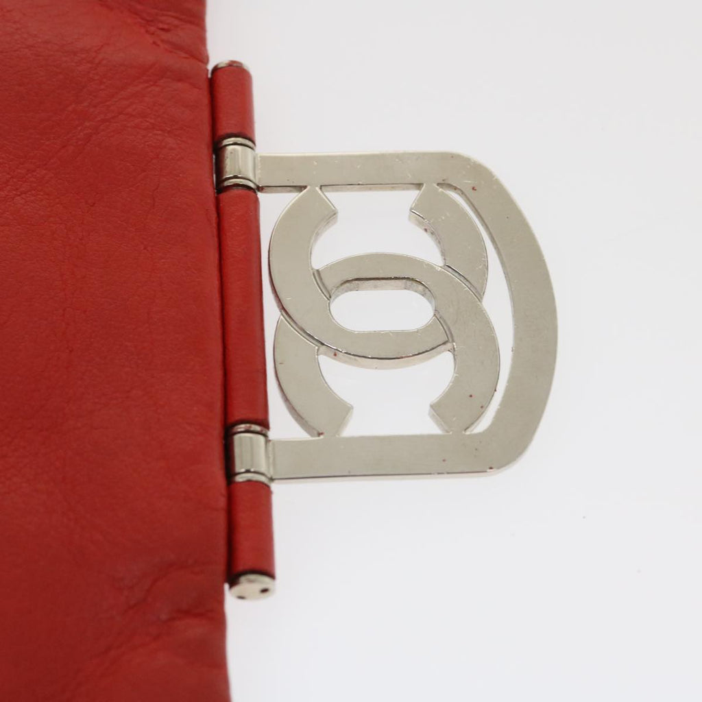 CHANEL Matelasse Chain Flap Shoulder Bag Lamb Skin Turn Lock Red CC  35174A