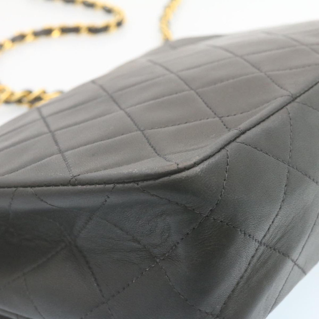 CHANEL Matelasse Chain Flap Turn Lock Shoulder Bag Lamb Skin Black  34659A