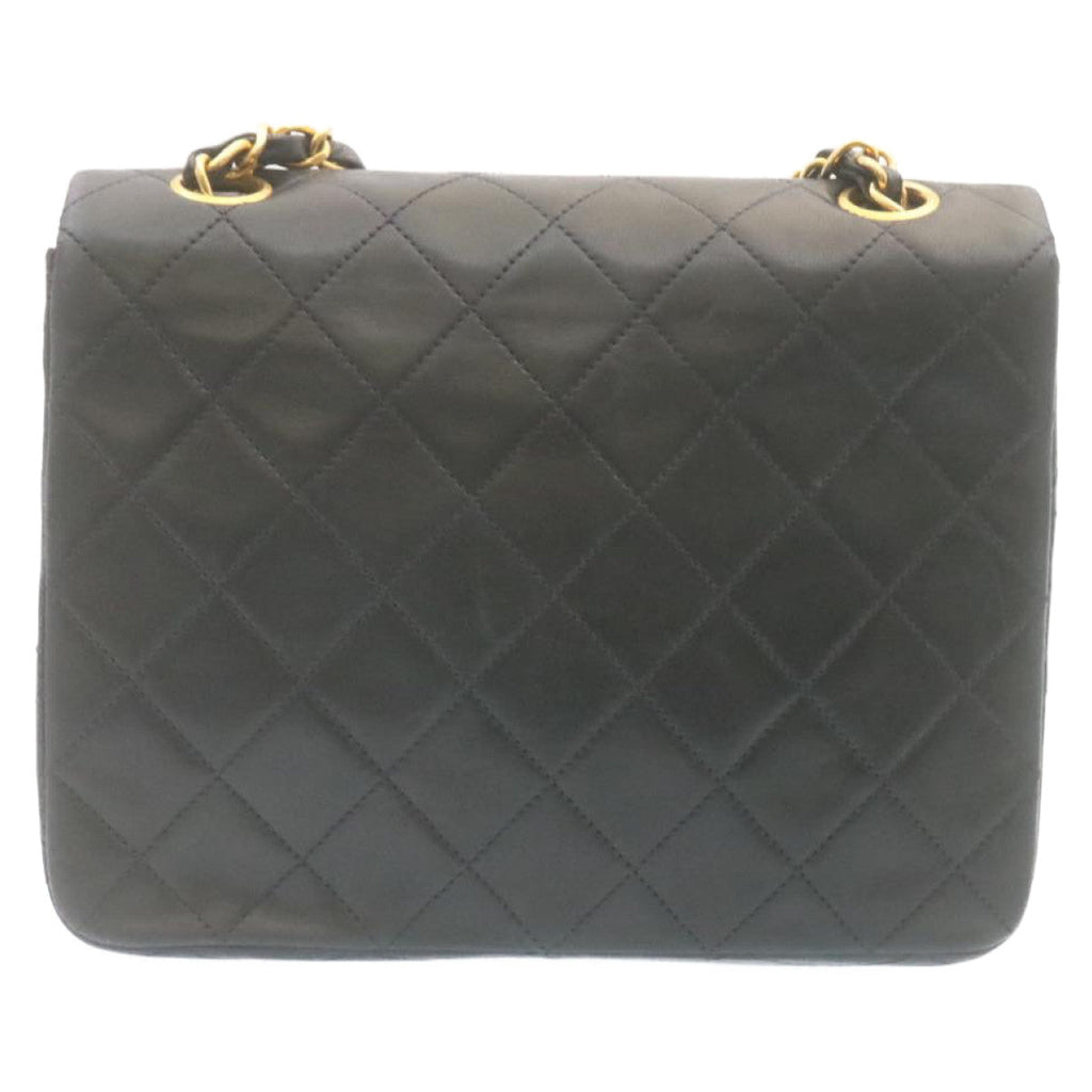 CHANEL Matelasse Chain Flap Turn Lock Shoulder Bag Lamb Skin Black  34659A
