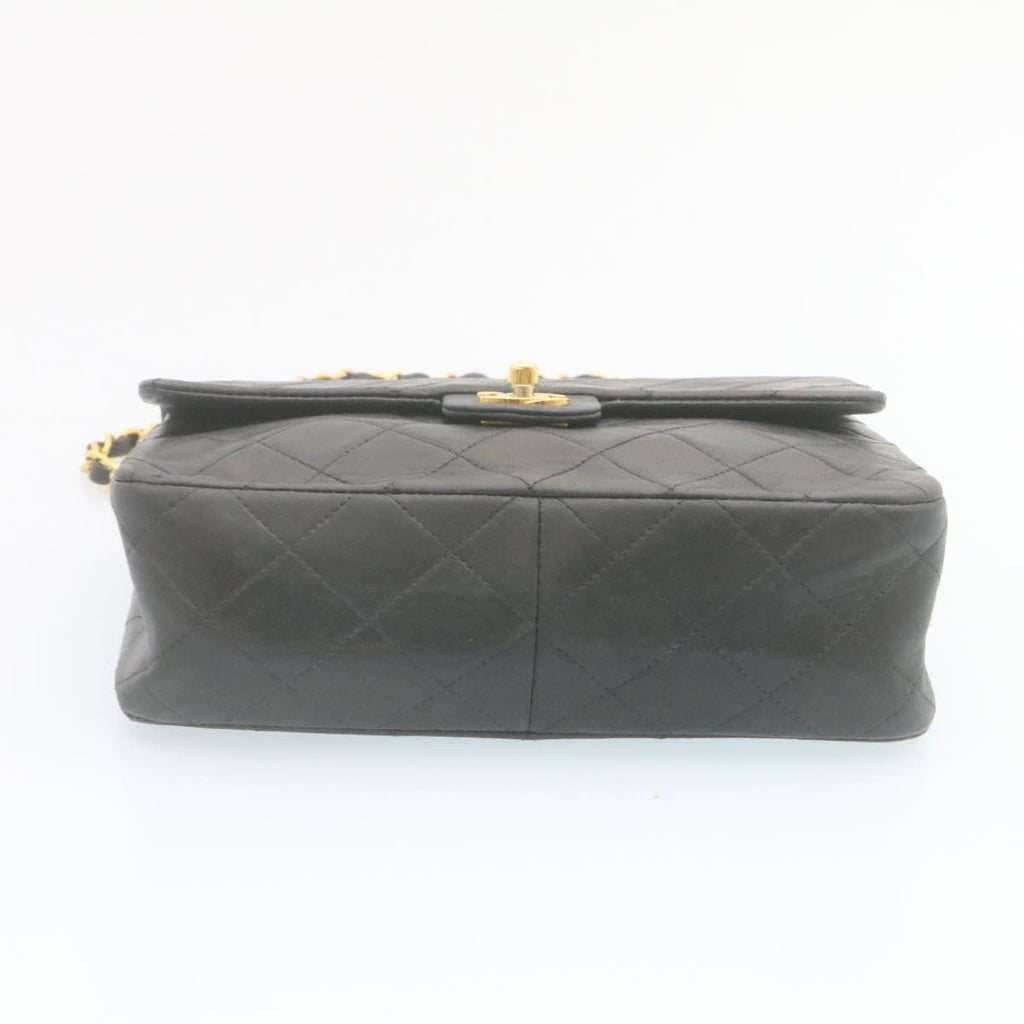 CHANEL Matelasse Chain Flap Turn Lock Shoulder Bag Lamb Skin Black  34659A