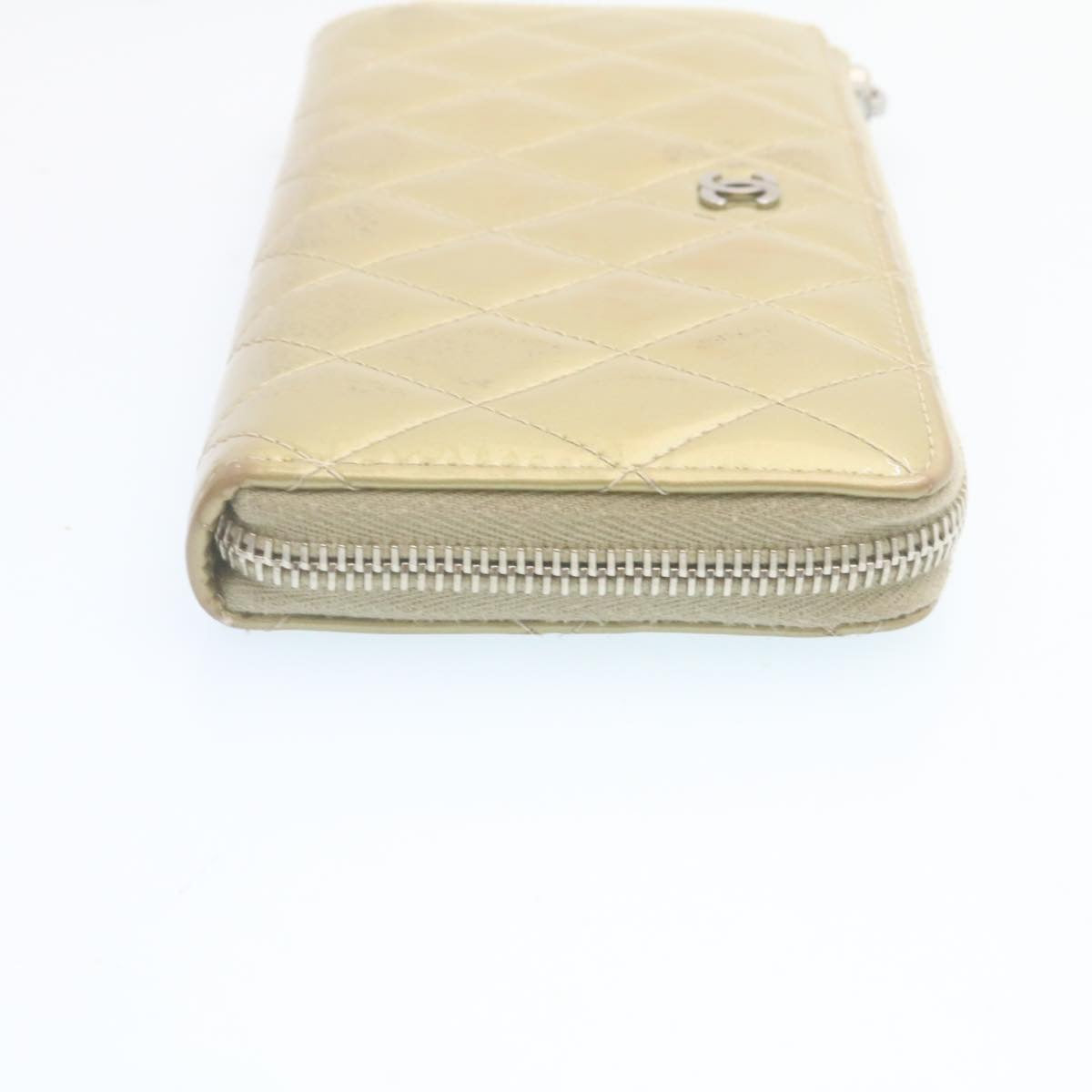 CHANEL Matelasse Long Wallet Enamel Gray CC  34534