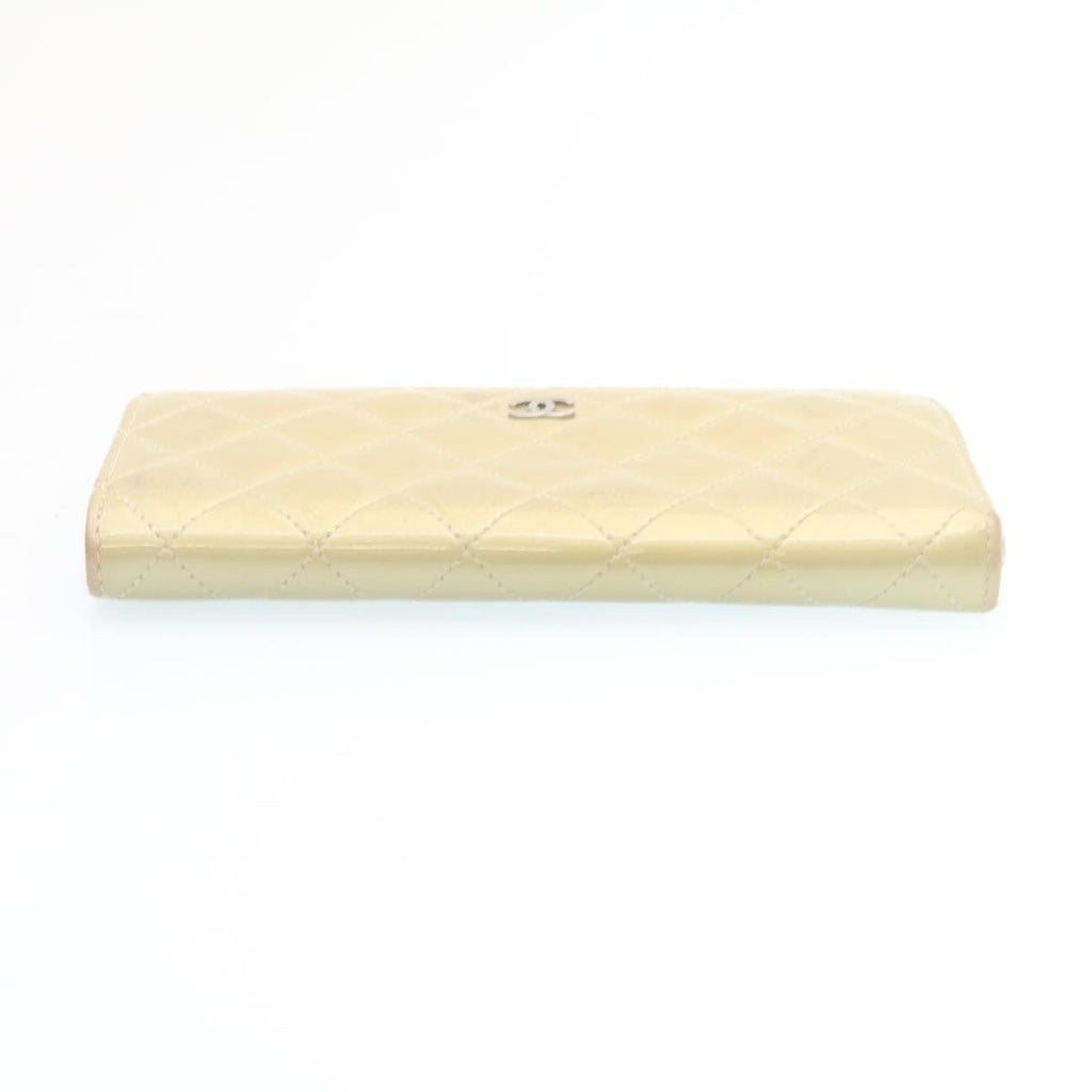 CHANEL Matelasse Long Wallet Enamel Gray CC  34534